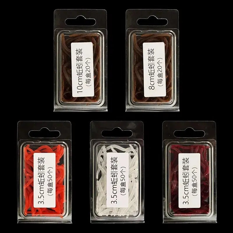 20/50 count /Smelly Red Soft Earthworm Red Worms Artificial Fishing Lures