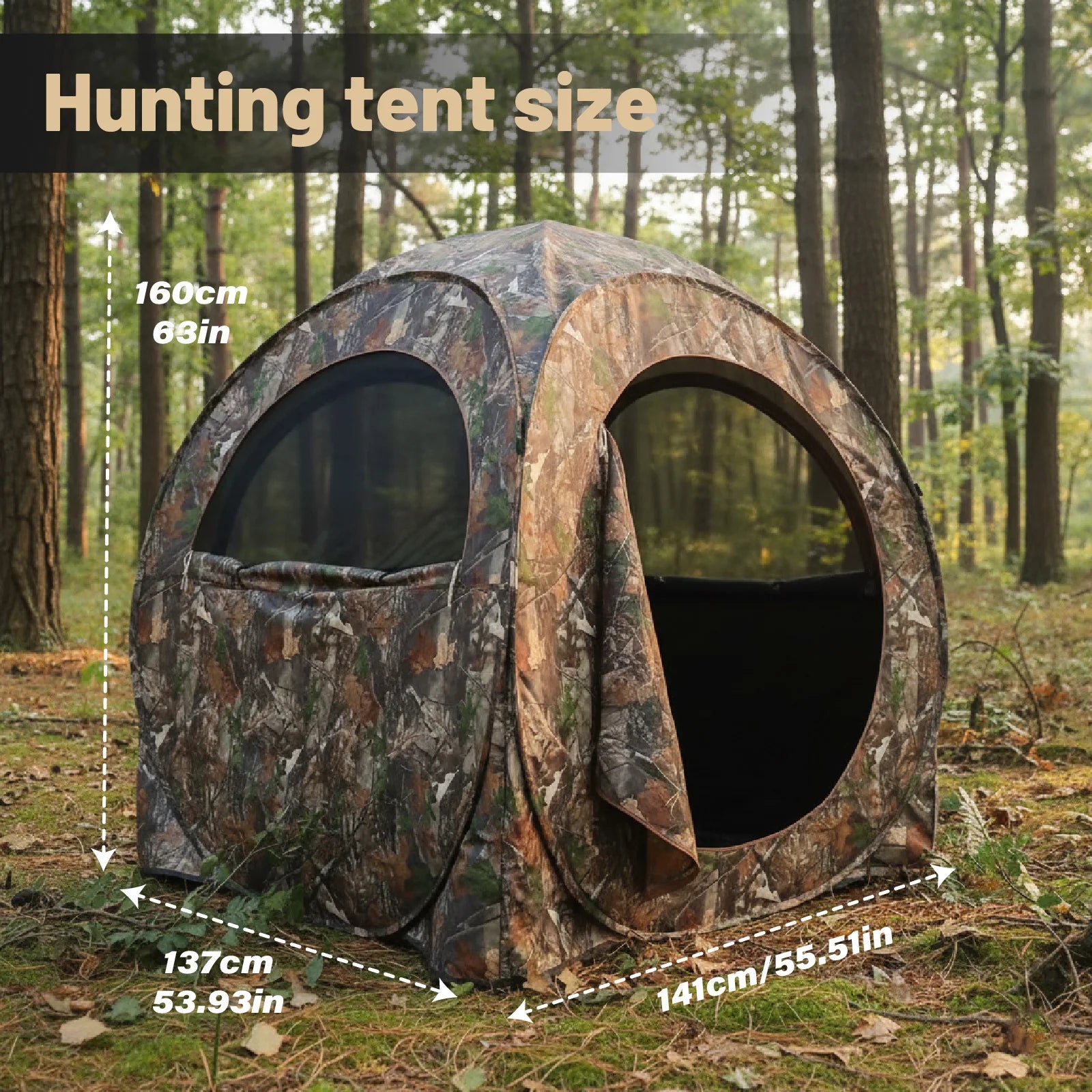 New Hut ! Hunting Blind Ground Shelter - Easy Setup And Storage for Deer Turkey And Duck Hunting