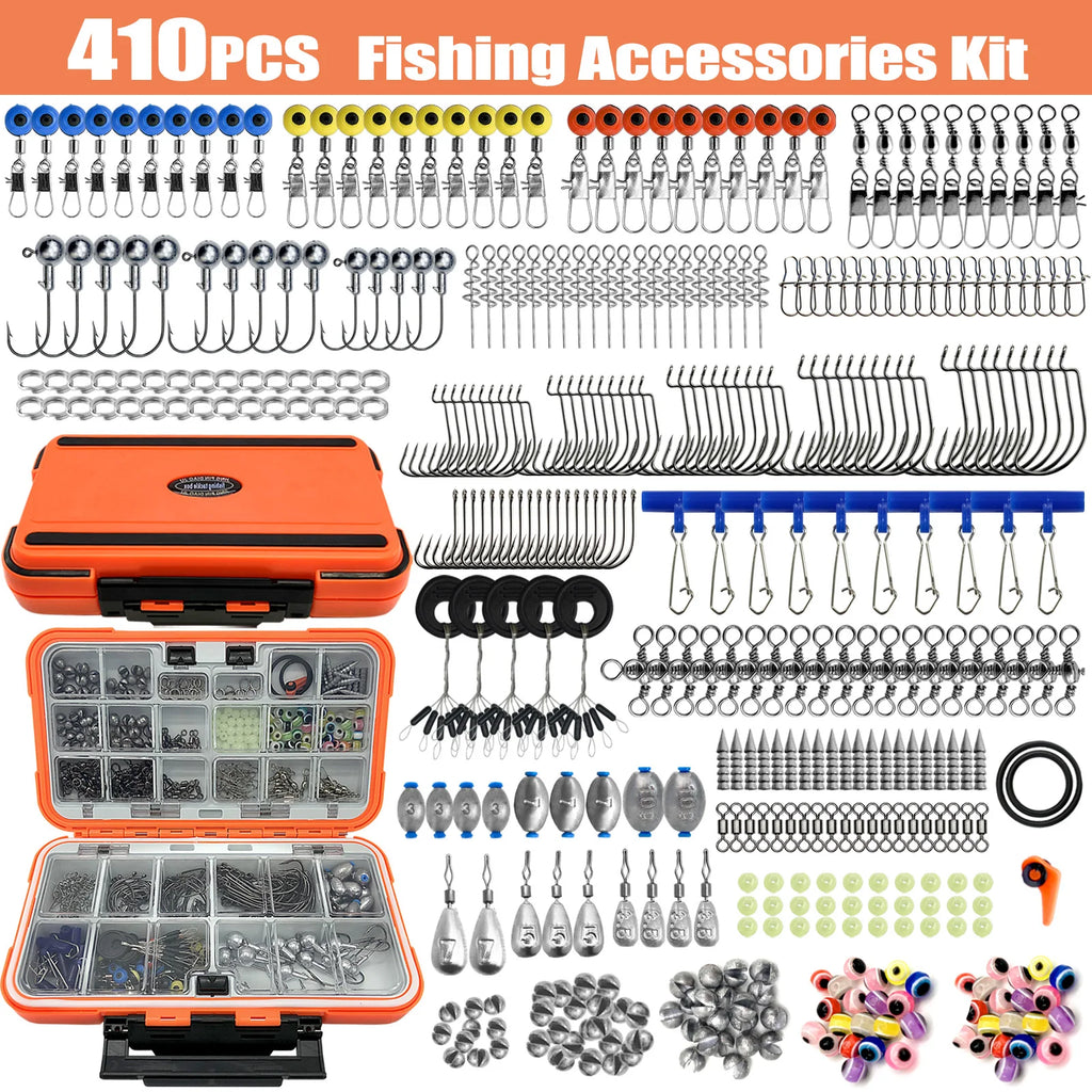 170-pcs Professional Fishing Kit with Tackle Box, Hooks Sinkers Swivels  Fishing Complete Lure Set
