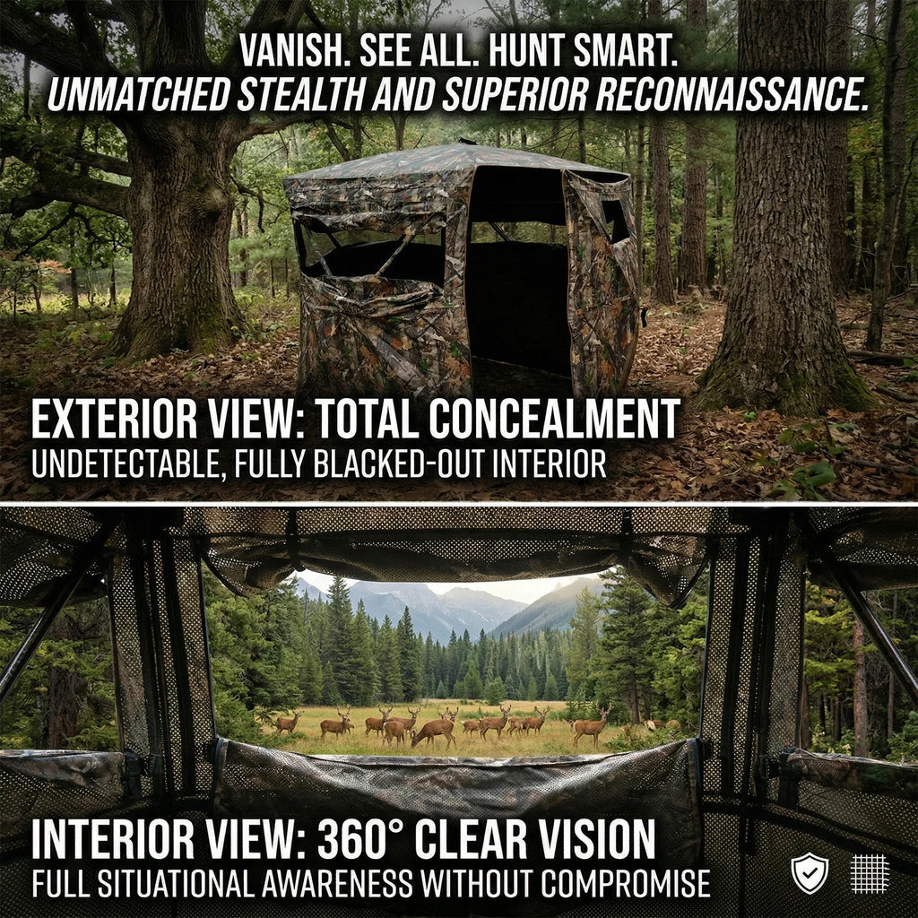 Couples Hunting Blind Easy Setup Ground Shelter Outdoor Camo Blind with Storage