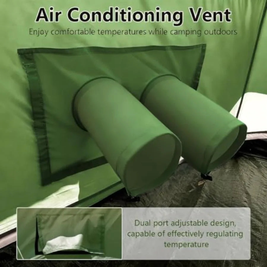 High Top- Tent with Stove Jack Waterproof Luxury Tent 420D Oxford Cloth Green for Family
