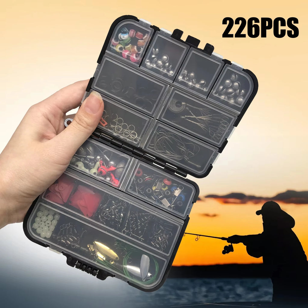 170-pcs Professional Fishing Kit with Tackle Box, Hooks Sinkers Swivels  Fishing Complete Lure Set